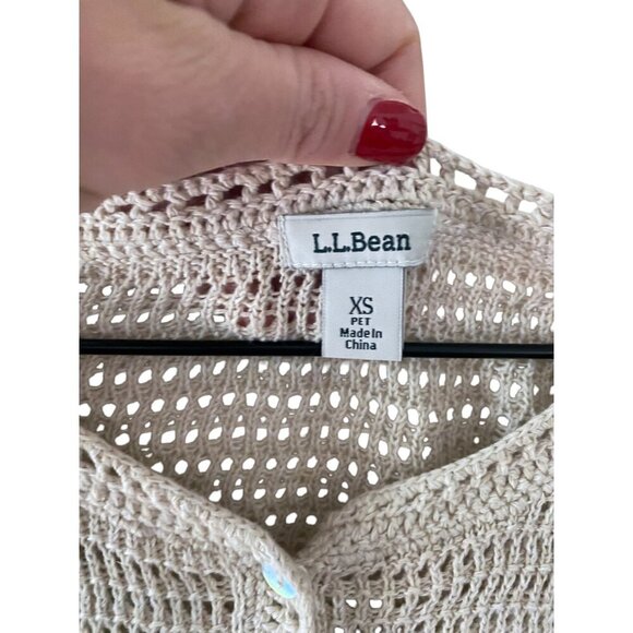 Vintage LL Bean Cotton Linen Crochet Knit Cardigan Sweater XS - Picture 2 of 7